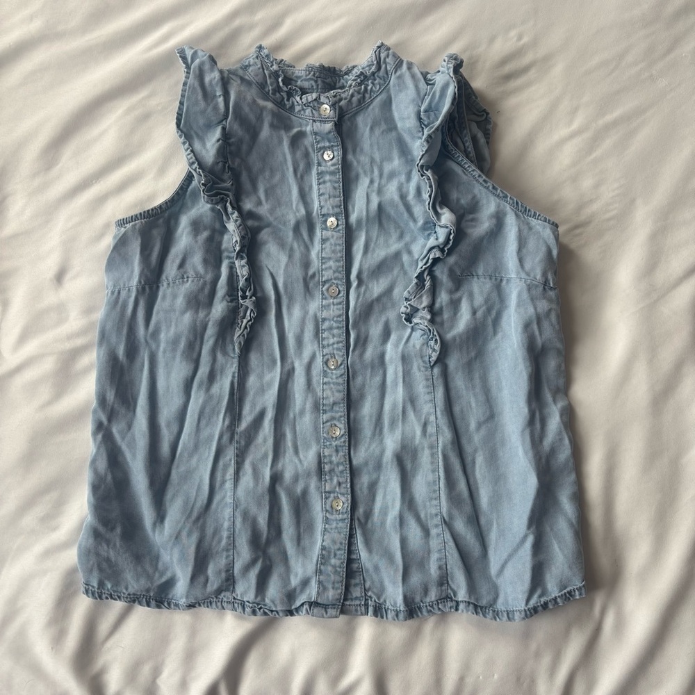 3/$25 Elegant Denim Ruffle Blouse